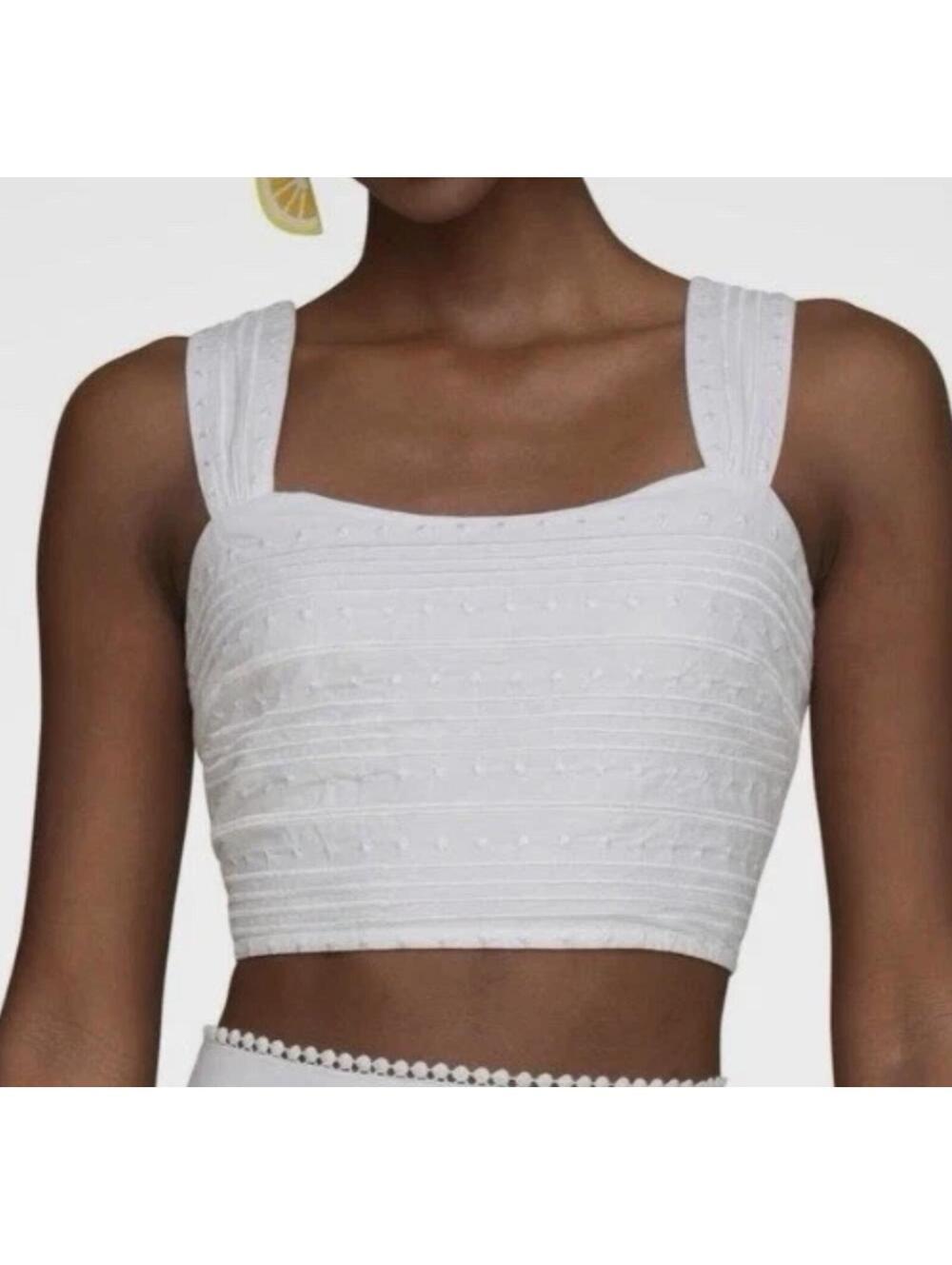 Avec Les Filles 100% Cotton White Eyelet Crop Top - Women's 12 NWOT